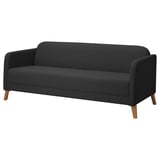 Schwarzes Sofa, moderne Holzbeine