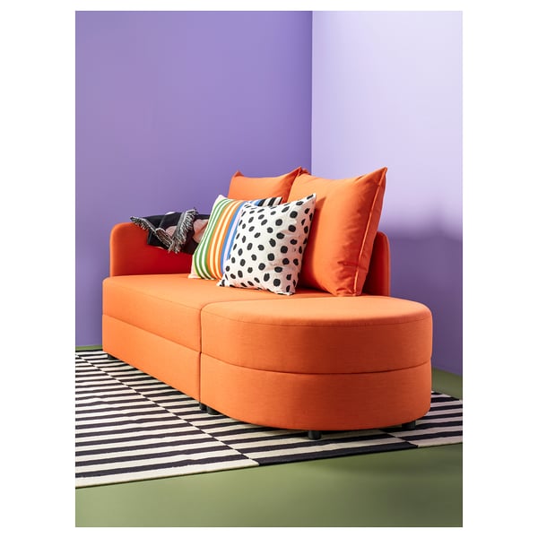 LINDÅKRA 2er-Bettsofa, Knisa leuchtend orange