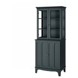 LOMMARP dunkelgrauer Schrank mit Glastüren, Holzdesign, Aufbewahrungsmöbel.
