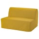 Leuchtend gelbes LYCKSELE LÖVÅS Zweisitzer-Schlafsofa, modernes Design, schlanke Form.