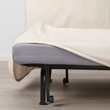 Bettgestell mit Rädern, mit Matratze, die in ein Sofa umgewandelt werden kann.