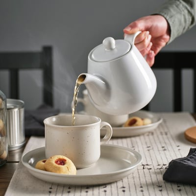LYSRÄKA Teekanne, weiß, 0.8 l