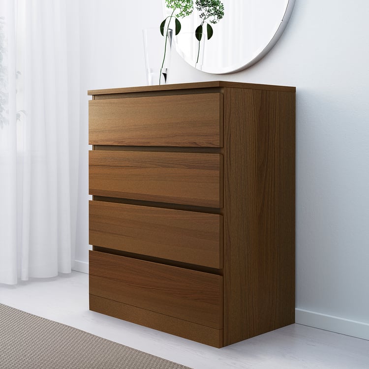 MALM Kommode mit 4 Schubladen, braun las. Eschenfurnier, 80x100 cm IKEA Österreich