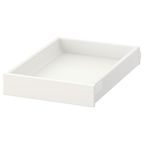 MAXIMERA weiße Schublade, rechteckig mit glatten Kanten, aus Stahl und Spanplatten, ideal für die Aufbewahrung.