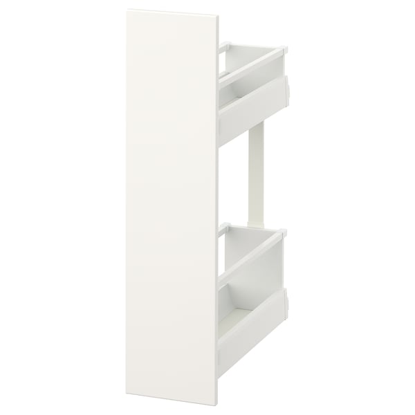 Weißer MAXIMERA-Schrank mit ausziehbaren Regalen, schlankes Design.