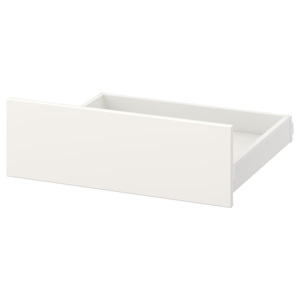 MAXIMERA Schublade, weiß, schlichtes rechteckiges Design, Stahlkanten, zugängliche Aufbewahrung.