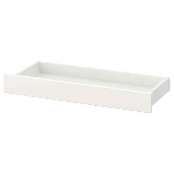 Weiße MAXIMERA Schublade, rechteckig, minimalistisches Design, glatte Oberfläche.