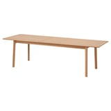 MELLANSEL Tisch aus Eiche, rechteckig mit klarer Form, klassisches Design, ausziehbar mit verstecktem Verlängerungsblatt, Naturholz-Finish.