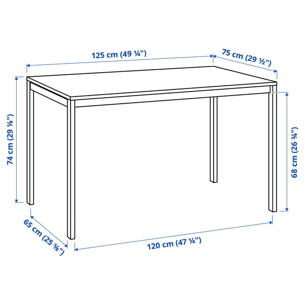 MELLTORP / KÄTTIL Tisch und 4 Stühle, weiß/Knisa hellgrau, 125 cm