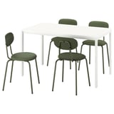 MELLTORP / ÖSTANÖ Tisch und 4 Stühle, weiß weiß/Remmarn tiefgrün, 125 cm