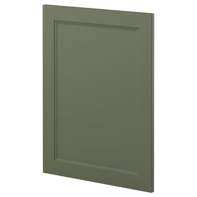 Grüne METOD Küchenschranktür, rechteckig, flaches Panel, Front aus recyceltem Kunststoff, dunkelgrün.