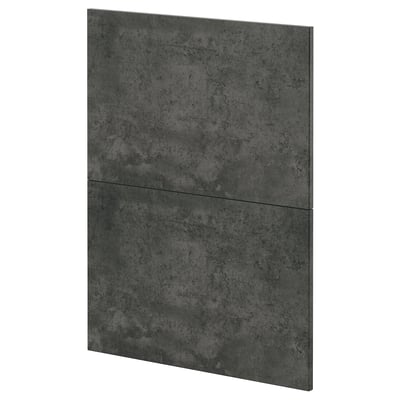 Dunkelgraue quadratische Platte, wahrscheinlich ein METOD-Küchenbauteil, mit einer betonähnlichen Textur.