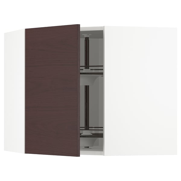 METOD Wandeckschrank mit Karussell - weiß Askersund, dunkelbraun