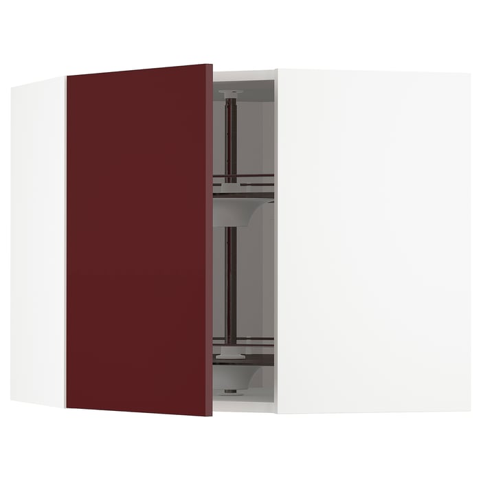 METOD Wandeckschrank mit Karussell - weiß Kallarp, Hochglanz dunkel