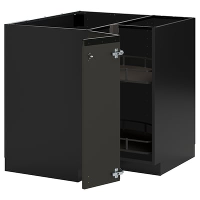 Ein schwarzes METOD Küchenschrank-Set mit modernem Design und einer einzigen Tür.