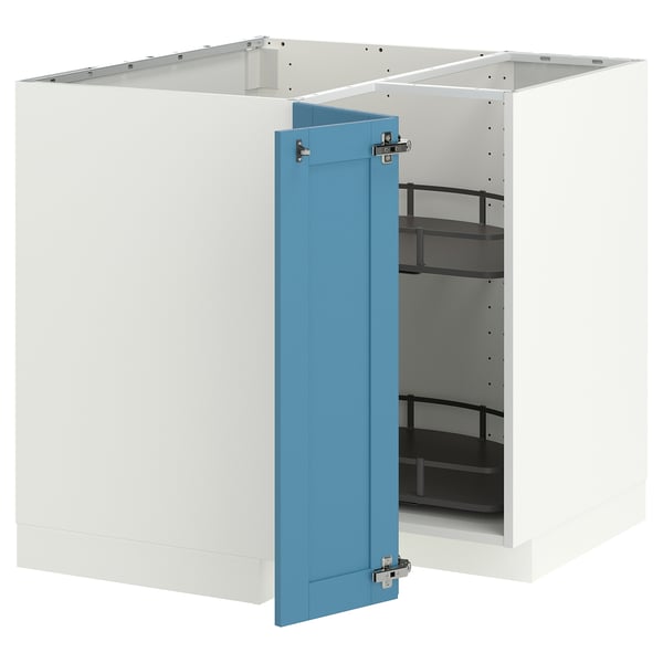 METOD Eckunterschrank+Karussell, weiß/Lerhyttan blau, 88x88 cm