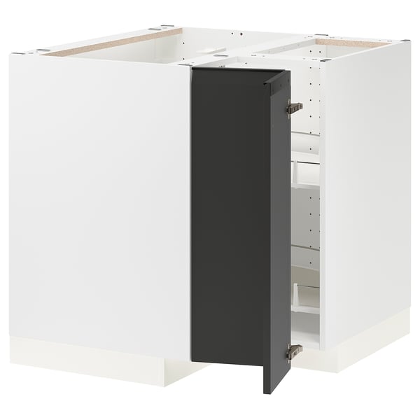 METOD Eckunterschrank+Karussell, weiß/Upplöv matt anthrazit, 88x88 cm