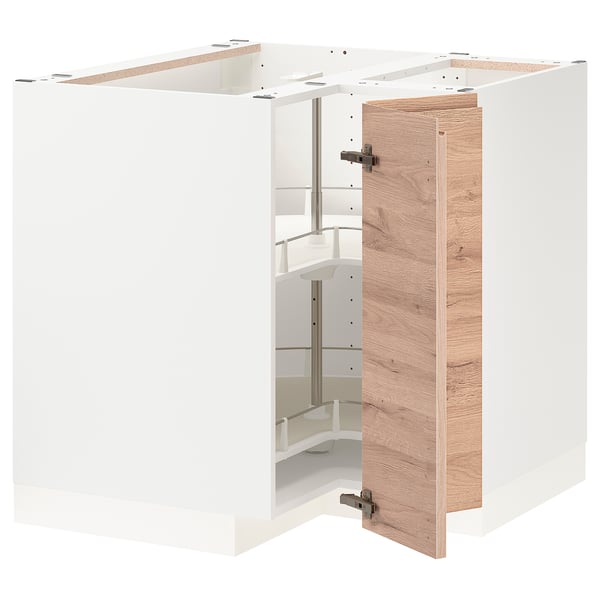 METOD Eckunterschrank+Karussell - weiß/Voxtorp Eichenachbildung - IKEA