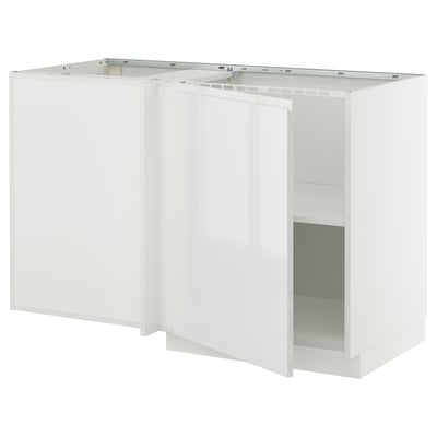 Weißer Küchenschrank, modernes Design, glänzende Oberfläche, rechteckige Form.