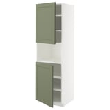 METOD Wandküchenschrank, weiß & grün, rechteckig, 2 Regale.