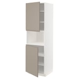 METOD Küchenschrank: hoch, weiß, zwei Türen offen, hellbraun, modernes Design, Spanplatte & Folie.