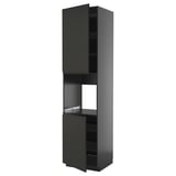 METOD schwarzer Küchenschrank mit Regalen, schlankes, modernes Design, hoch und schlank.