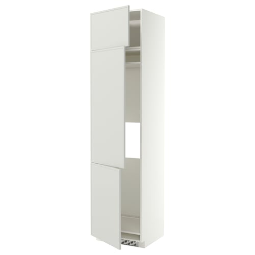 METOD Hochschrank f Kühl/Gefrierschr+3Tür, weiß/Aspudden hellgrau, 60x60x240 cm