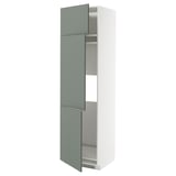 Ikea METOD Küchenzeile, graugrün, hoch, dreiteilig, offen.