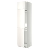 METOD weißer Schrank, hoch und schlank mit zwei Türen, glatte Oberfläche, minimalistisches Design.