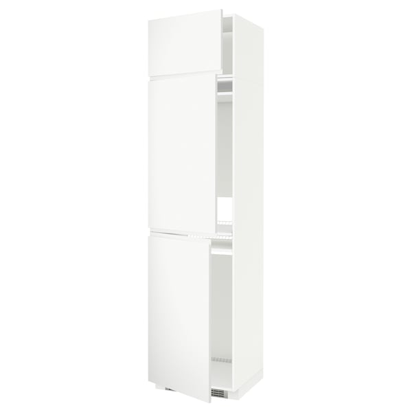Weißer METOD-Küchenschrank, moderner minimalistischer, matter Griff, verstellbare Regale.