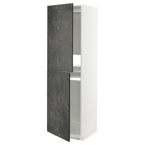 METOD Hochschrank f Kühl-/Gefrierschrank - weiß/Kalhyttan Betonmuster
