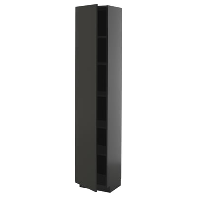 METOD hoher schwarzer Küchenschrank mit verstellbarem Regal.