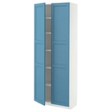 METOD Hochschrank mit Einlegeböden, weiß/Lerhyttan blau, 80x37x200 cm