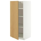 METOD Hochschrank mit Einlegeböden, weiß/Sinarp Eichenfurnier, 60x60x140 cm
