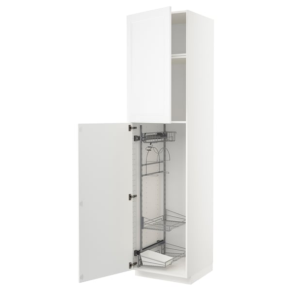 METOD Hochschrank mit Putzschrankeinr., weiß/Axstad matt weiß, 60x60x240 cm