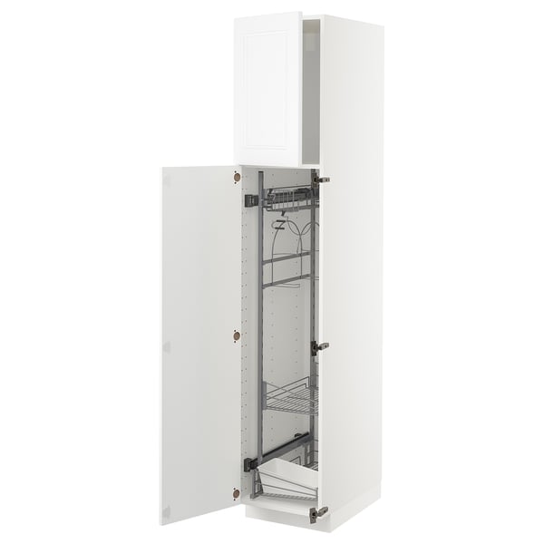 METOD Hochschrank mit Putzschrankeinr., weiß/Axstad matt weiß, 40x60x200 cm