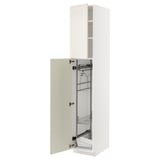 METOD Hochschrank mit Putzschrankeinr., weiß/Bodbyn elfenbeinweiß, 40x60x220 cm