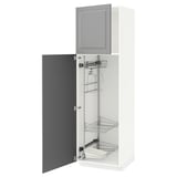 METOD Hochschrank mit Putzschrankeinr., weiß/Bodbyn grau, 60x60x200 cm