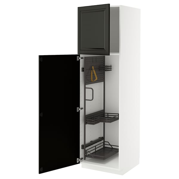METOD Küchenschrank - schwarz, weiß, rechteckig, modernes Design, geöffnet