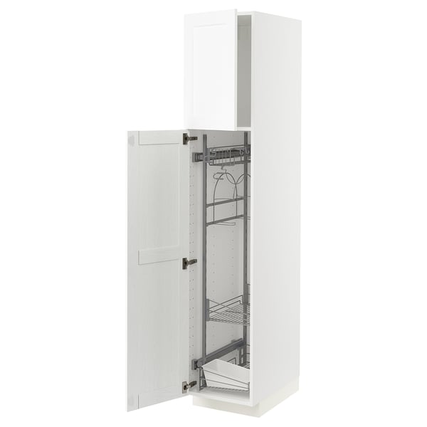 METOD Hochschrank mit Putzschrankeinr., weiß Enköping/weiß Holzeffekt, 40x60x200 cm