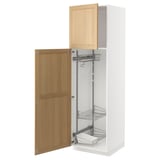 METOD Hochschrank mit Putzschrankeinr., weiß/Forsbacka Eiche, 60x60x200 cm