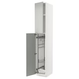 METOD Hochschrank mit Putzschrankeinr., weiß/Havstorp hellgrau, 40x60x240 cm