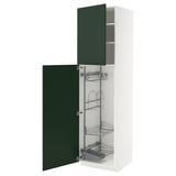 METOD Hochschrank mit Putzschrankeinr., weiß/Havstorp tiefgrün, 60x60x220 cm
