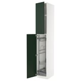 METOD Hochschrank mit Putzschrankeinr., weiß/Havstorp tiefgrün, 40x60x240 cm