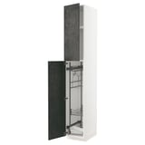METOD Hochschrank mit Putzschrankeinr., weiß/Kalhyttan Betonmuster dunkelgrau, 40x60x240 cm