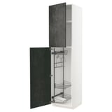 METOD Hochschrank mit Putzschrankeinr., weiß/Kalhyttan Betonmuster dunkelgrau, 60x60x240 cm