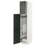 METOD Hochschrank mit Putzschrankeinr., weiß/Kalhyttan Betonmuster dunkelgrau, 40x60x200 cm