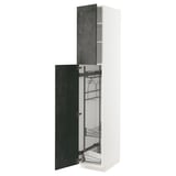 METOD Hochschrank mit Putzschrankeinr., weiß/Kalhyttan Betonmuster dunkelgrau, 40x60x220 cm