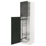 METOD Hochschrank mit Putzschrankeinr., weiß/Kalhyttan Betonmuster dunkelgrau, 60x60x220 cm