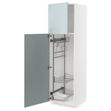 METOD Hochschrank mit Putzschrankeinr., weiß/Kallarp hell graublau, 60x60x200 cm